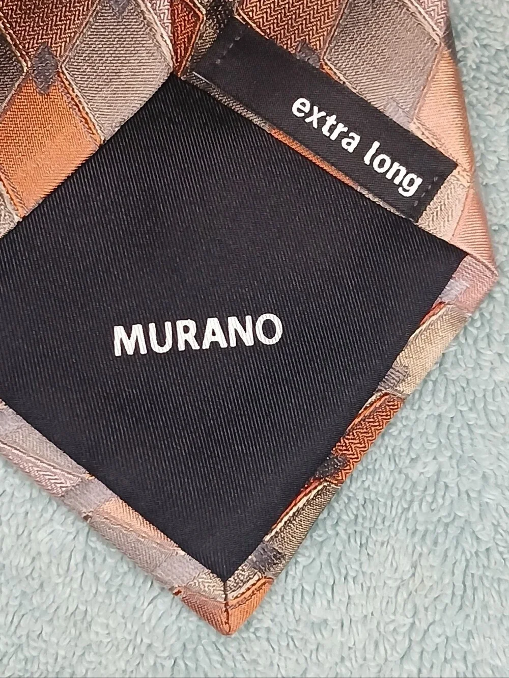 Murano Copper and Brown Diamond-Pattern Tieurano Extra Long Silk Tie (1130)